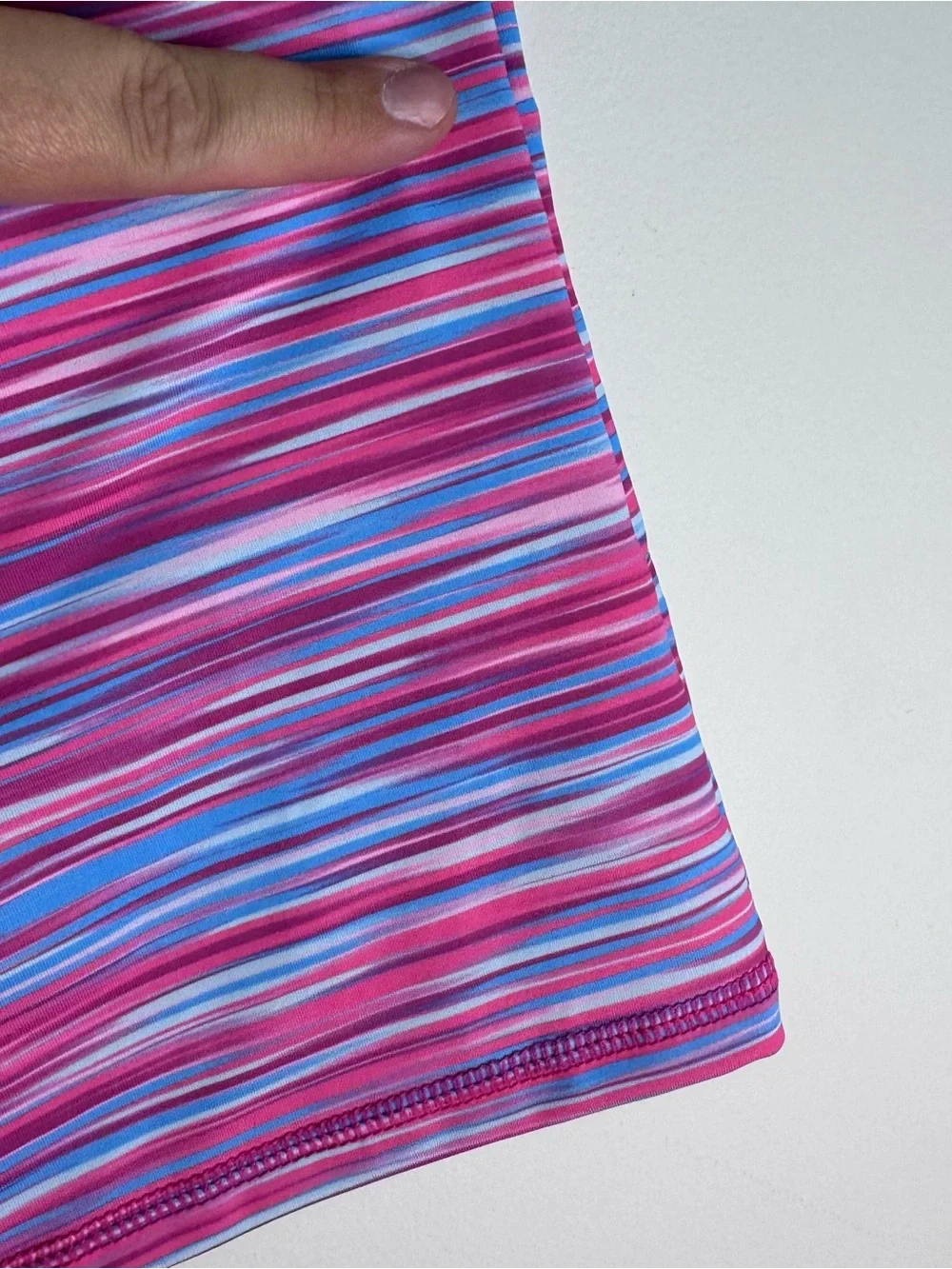 Lands’ End Kids XL 14-16 Pink Blue Striped Rash Guard Swim Shirt UPF